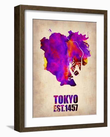 Tokyo Watercolor Map 2-NaxArt-Framed Art Print