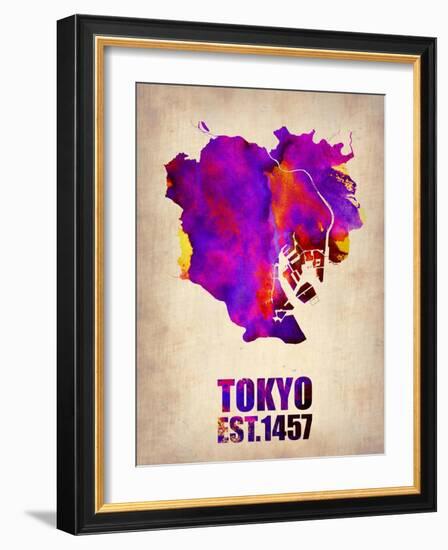 Tokyo Watercolor Map 2-NaxArt-Framed Art Print