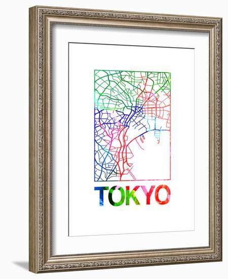 Tokyo Watercolor Street Map-NaxArt-Framed Art Print