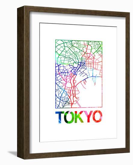 Tokyo Watercolor Street Map-NaxArt-Framed Art Print