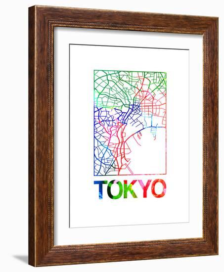 Tokyo Watercolor Street Map-NaxArt-Framed Art Print