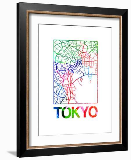 Tokyo Watercolor Street Map-NaxArt-Framed Art Print