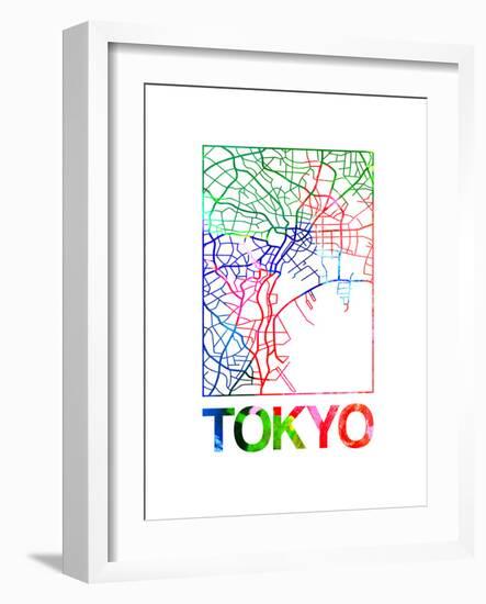 Tokyo Watercolor Street Map-NaxArt-Framed Art Print