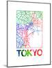 Tokyo Watercolor Street Map-NaxArt-Mounted Art Print