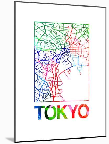 Tokyo Watercolor Street Map-NaxArt-Mounted Art Print