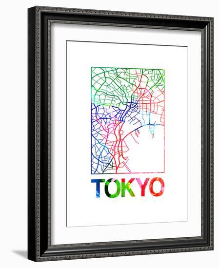 Tokyo Watercolor Street Map-NaxArt-Framed Art Print