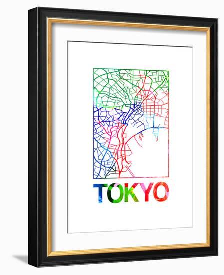 Tokyo Watercolor Street Map-NaxArt-Framed Art Print