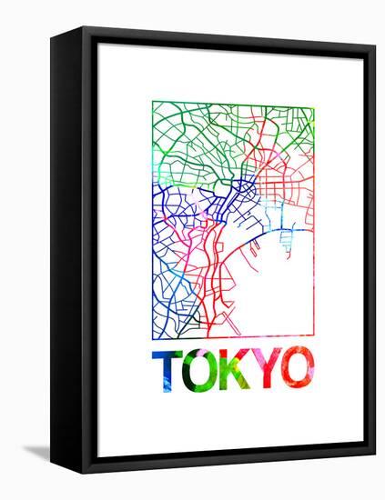 Tokyo Watercolor Street Map-NaxArt-Framed Stretched Canvas