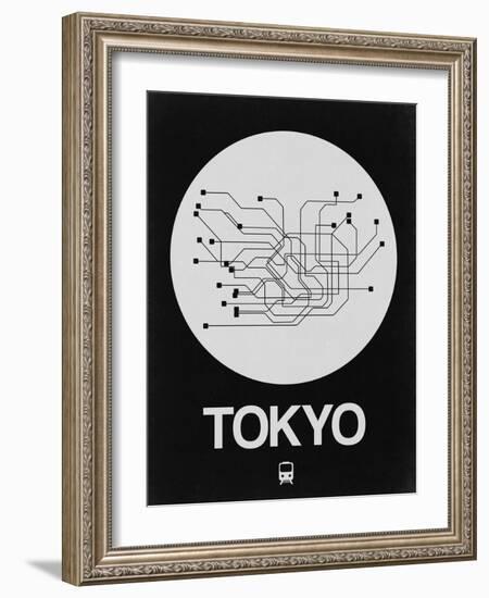 Tokyo White Subway Map-NaxArt-Framed Art Print