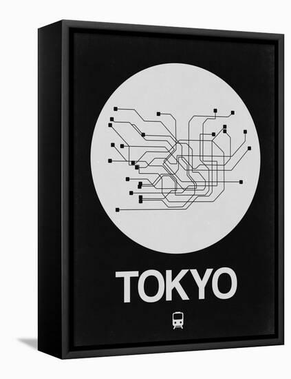 Tokyo White Subway Map-NaxArt-Framed Stretched Canvas