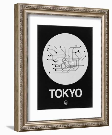 Tokyo White Subway Map-NaxArt-Framed Art Print