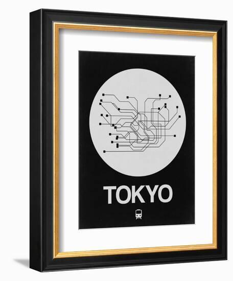 Tokyo White Subway Map-NaxArt-Framed Art Print