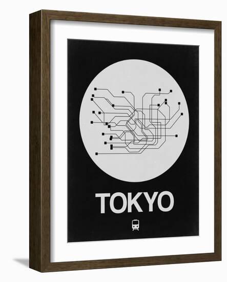 Tokyo White Subway Map-NaxArt-Framed Art Print