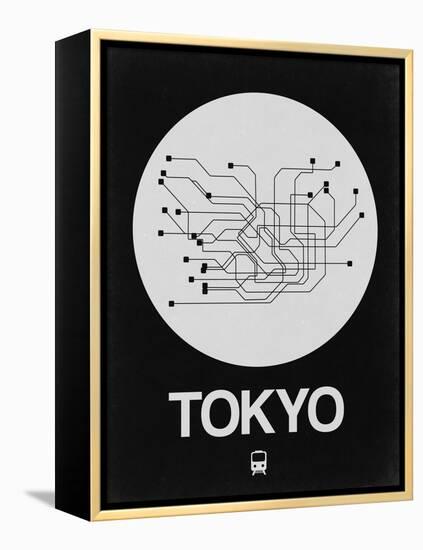 Tokyo White Subway Map-NaxArt-Framed Stretched Canvas