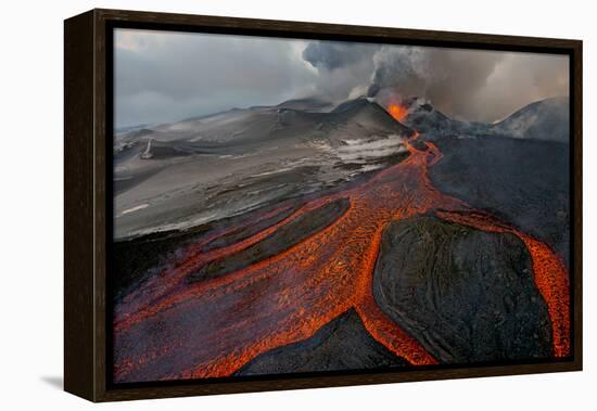 Tolbachik Volcano Erupting with Lava Flowing Down the Mountain Side-Sergey Gorshkov-Framed Premier Image Canvas