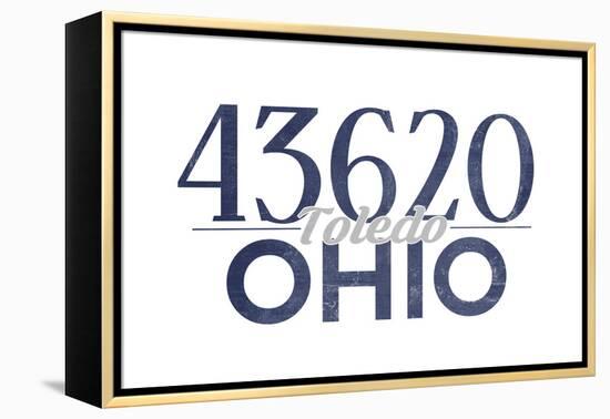 Toledo, Ohio - 43620 Zip Code (Blue)-Lantern Press-Framed Stretched Canvas