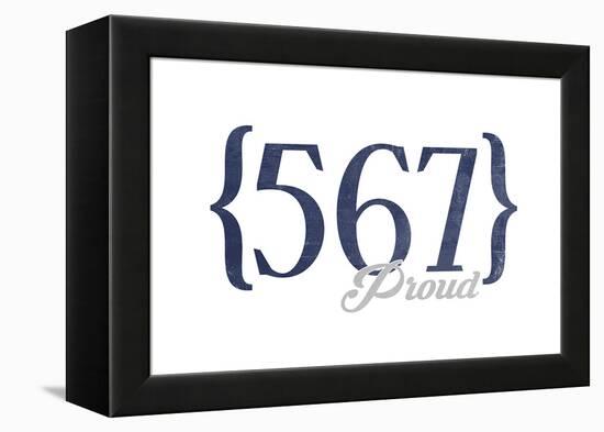 Toledo, Ohio - 567 Area Code (Blue)-Lantern Press-Framed Stretched Canvas