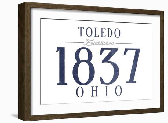 Toledo, Ohio - Established Date (Blue)-Lantern Press-Framed Art Print