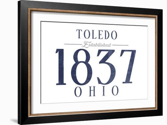 Toledo, Ohio - Established Date (Blue)-Lantern Press-Framed Art Print