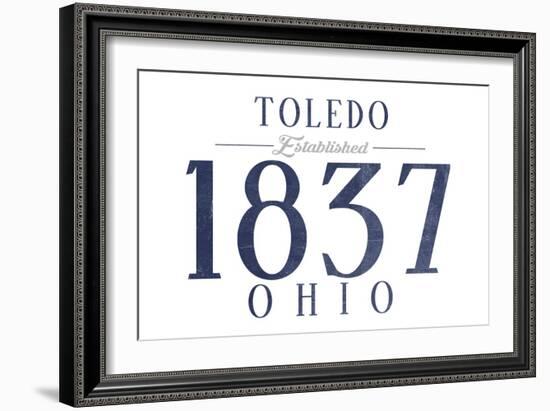 Toledo, Ohio - Established Date (Blue)-Lantern Press-Framed Art Print