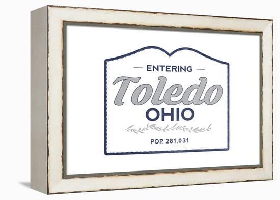 Toledo, Ohio - Now Entering (Blue)-Lantern Press-Framed Stretched Canvas