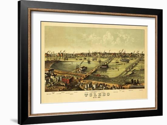 Toledo, Ohio - Panoramic Map-Lantern Press-Framed Art Print