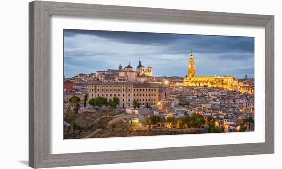 Toledo, Spain Town Skyline at Dusk at the Cathedral-Sean Pavone-Framed Photographic Print