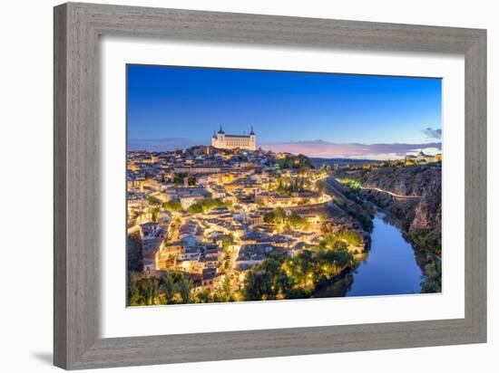 Toledo, Spain Town Skyline on the Tagus River at Dawn-Sean Pavone-Framed Photographic Print