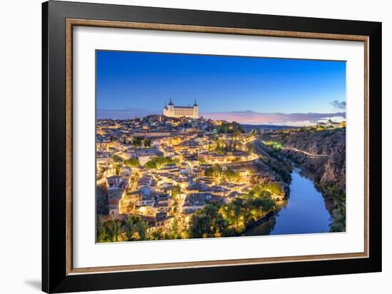 Toledo, Spain Town Skyline on the Tagus River at Dawn-Sean Pavone-Framed Photographic Print