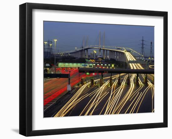 Tollgates on Queen Elizabeth Bridge at Night, M25, Dartford, Kent, England, UK, Europe-Roy Rainford-Framed Photographic Print