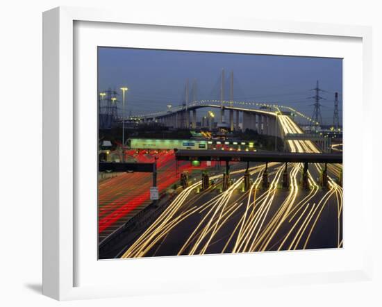 Tollgates on Queen Elizabeth Bridge at Night, M25, Dartford, Kent, England, UK, Europe-Roy Rainford-Framed Photographic Print