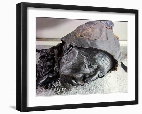 Tollund man, victim of human sacrifice by ritual strangulation, Migration period-Werner Forman-Framed Giclee Print