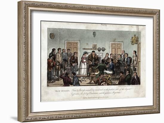 Tom and Jerry as Observers in the Bow Street Magistrate's Court, London, 1821-George Cruikshank-Framed Giclee Print