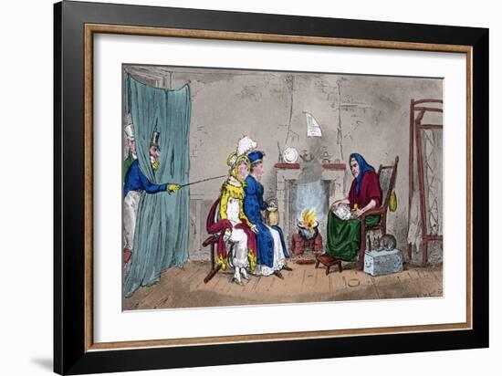 Tom and Jerry, Catching Kate and Sue on the Fly, Having their Fortunes Told, 19th Century-Isaac Robert Cruikshank-Framed Giclee Print