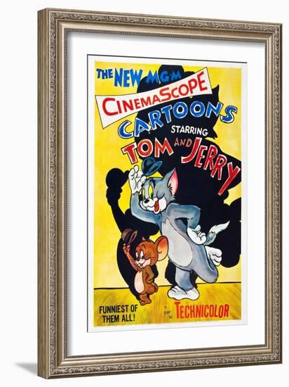 TOM AND JERRY, from left: Jerry the Mouse, Tom the cat, 1955.-null-Framed Art Print