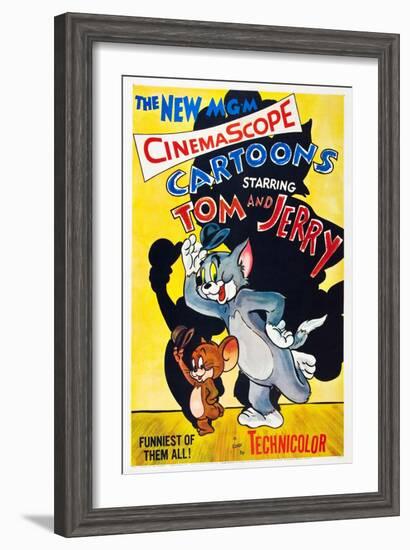 TOM AND JERRY, from left: Jerry the Mouse, Tom the cat, 1955.-null-Framed Art Print