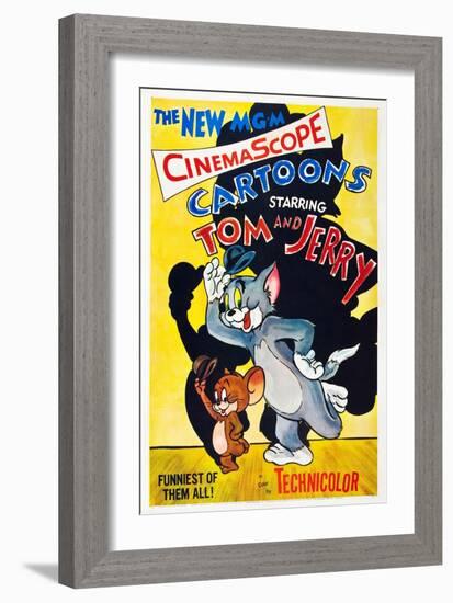 TOM AND JERRY, from left: Jerry the Mouse, Tom the cat, 1955.-null-Framed Art Print