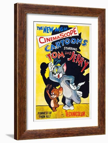 TOM AND JERRY, from left: Jerry the Mouse, Tom the cat, 1955.-null-Framed Art Print