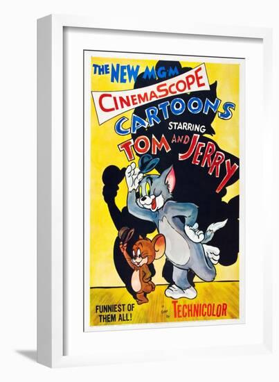 TOM AND JERRY, from left: Jerry the Mouse, Tom the cat, 1955.--Framed Art Print