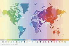 World Time Zone Map-Tom Frazier-Giclee Print