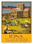Iona - See this Scotland by MacBraynes Steamers - Celtic Cross at Iona Abbey-Tom Gilfillan-Mounted Art Print