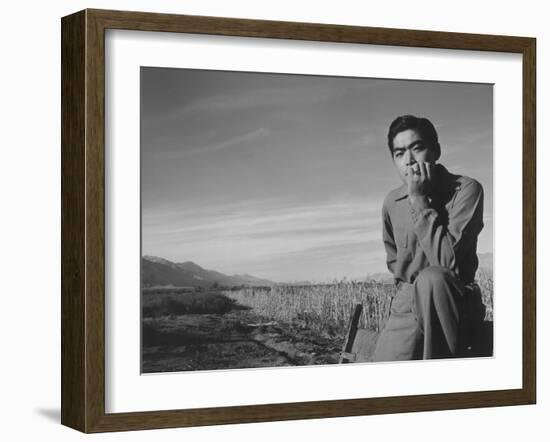 Tom Kobayashi at Manzanar Relocation Center, California, 1943-Ansel Adams-Framed Photographic Print