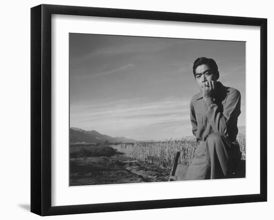 Tom Kobayashi at Manzanar Relocation Center, California, 1943-Ansel Adams-Framed Photographic Print