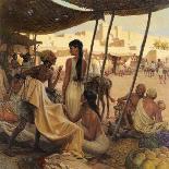 Abraham's Wife, Sarai, and a Slave Bargain for Cloth in a Marketplace-Tom Lovell-Framed Premier Image Canvas