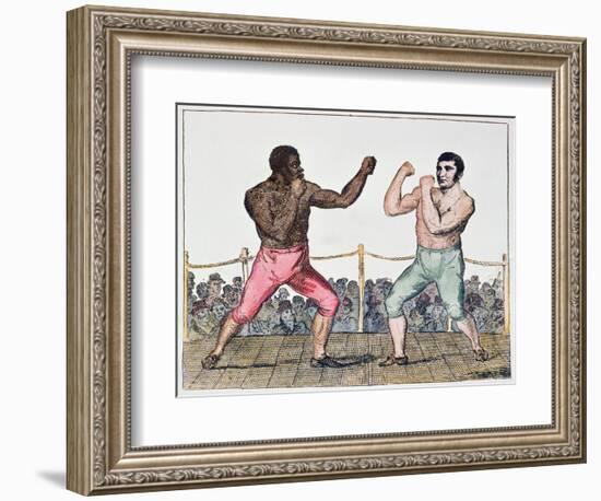 Tom Molineaux Versus Tom Cribb, 28th September, 1811 at Thistleton, England (Colour Litho)-English-Framed Giclee Print