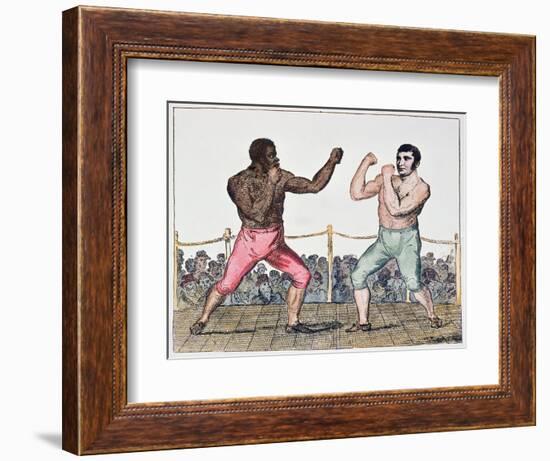 Tom Molineaux Versus Tom Cribb, 28th September, 1811 at Thistleton, England (Colour Litho)-English-Framed Giclee Print