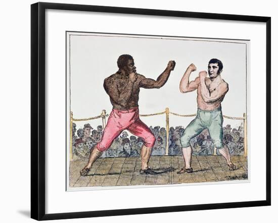 Tom Molineaux Versus Tom Cribb, 28th September, 1811 at Thistleton, England (Colour Litho)-English-Framed Giclee Print