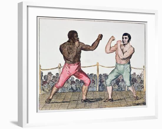 Tom Molineaux Versus Tom Cribb, 28th September, 1811 at Thistleton, England (Colour Litho)-English-Framed Giclee Print