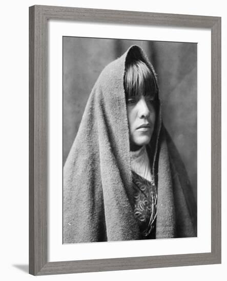 Tom Poqui, Tewa Woman-Edward S^ Curtis-Framed Photo