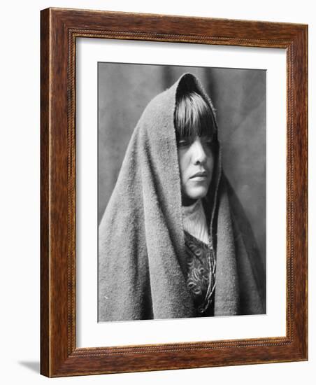 Tom Poqui, Tewa Woman-Edward S^ Curtis-Framed Photo